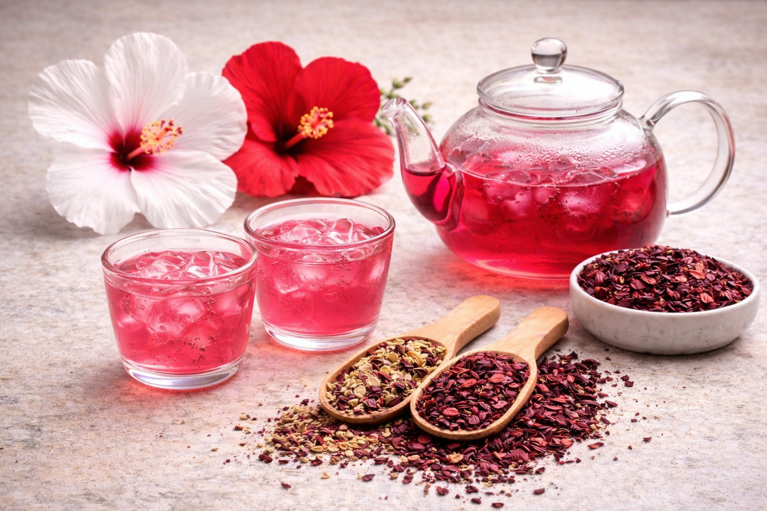 Sunlit moringa, baobab and hibiscus