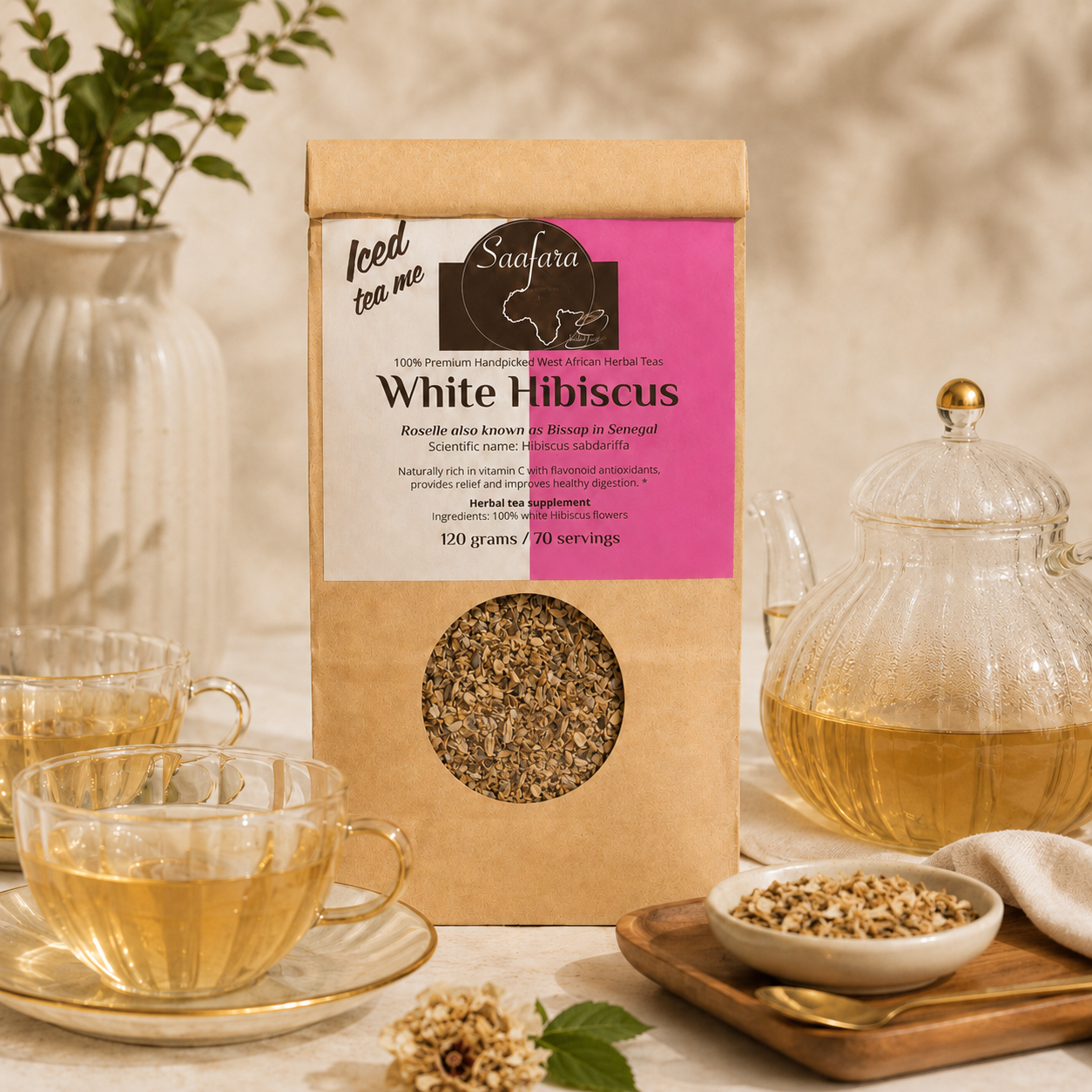 white hibiscus bag
