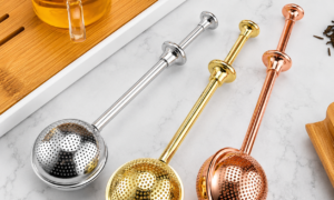 Stainless Steel Tea Strainer with Long Handle - 3 Colors
