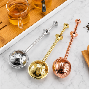 Stainless Steel Tea Strainer with Long Handle - 3 Colors