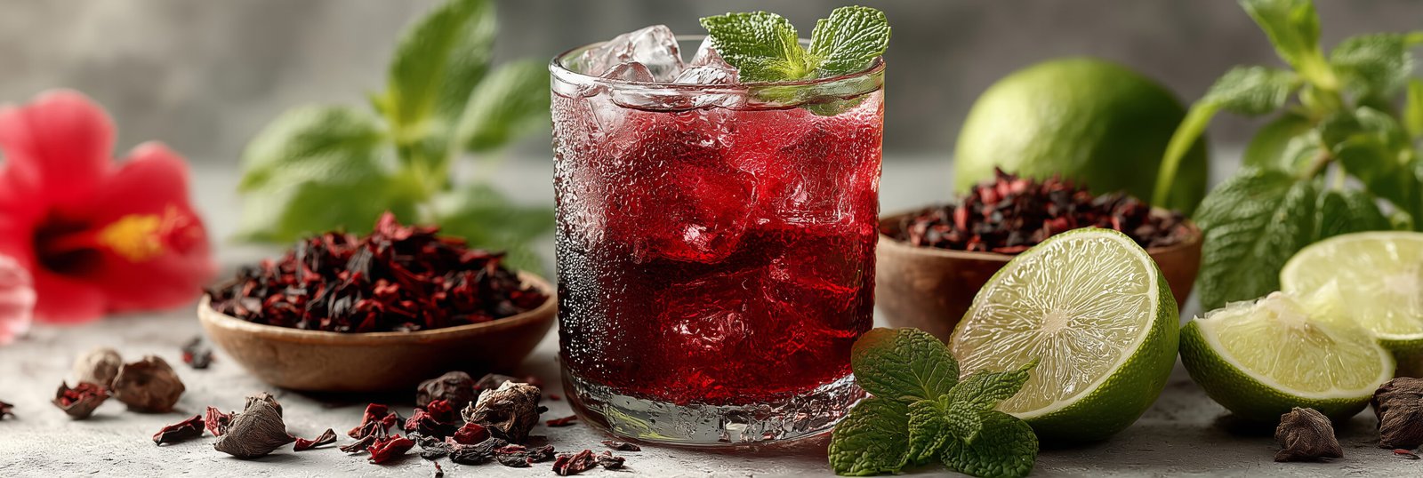 red hibiscus mint