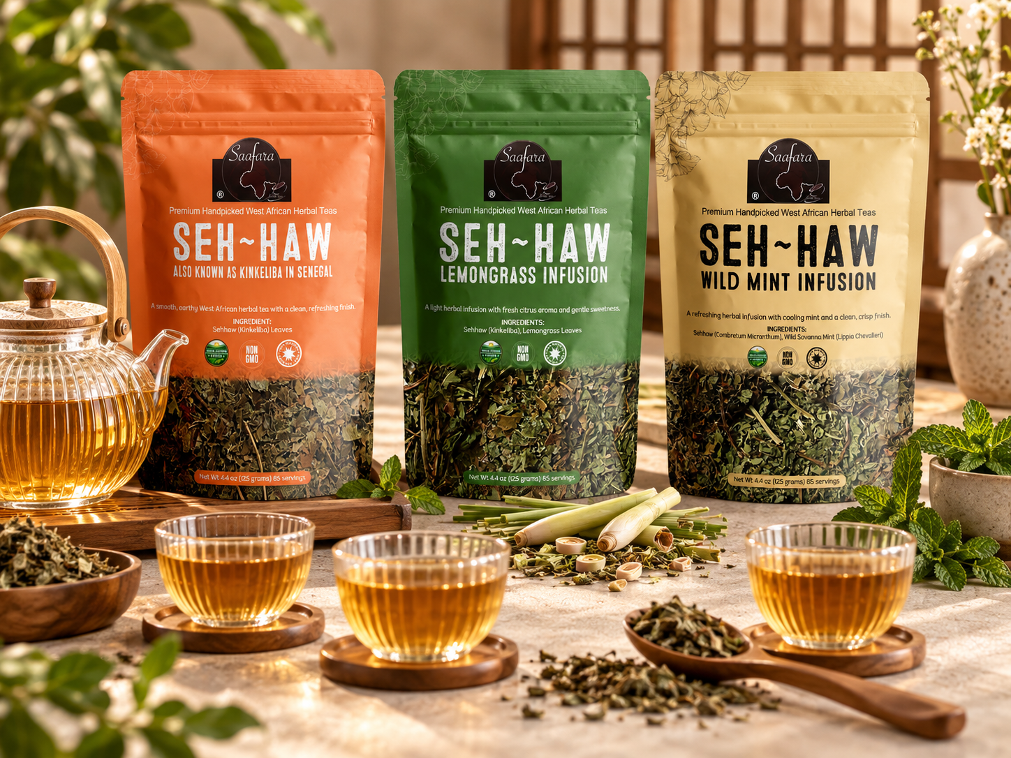 Saafara Trio Sampler – Sehhaw, Lemongrass & Wild Mint + Free Infuser