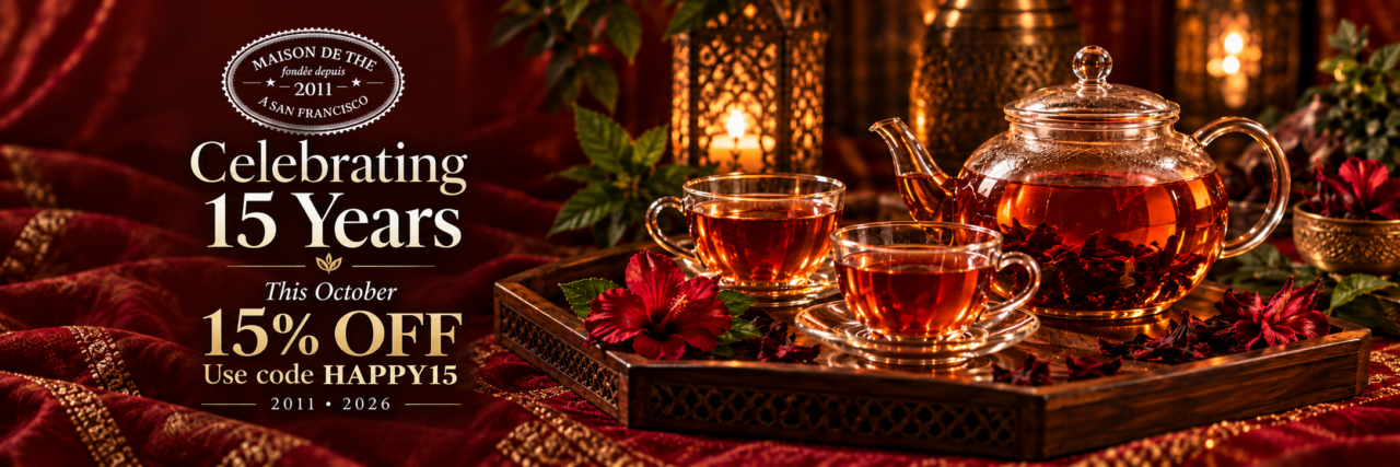Saafara anniversary tea ritual with a glass teapot and cups. Save 15% with HAPPY15.