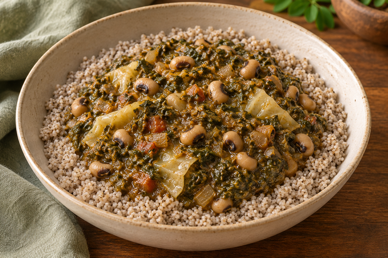 Vegetarian Mboum with Black-Eyed Peas